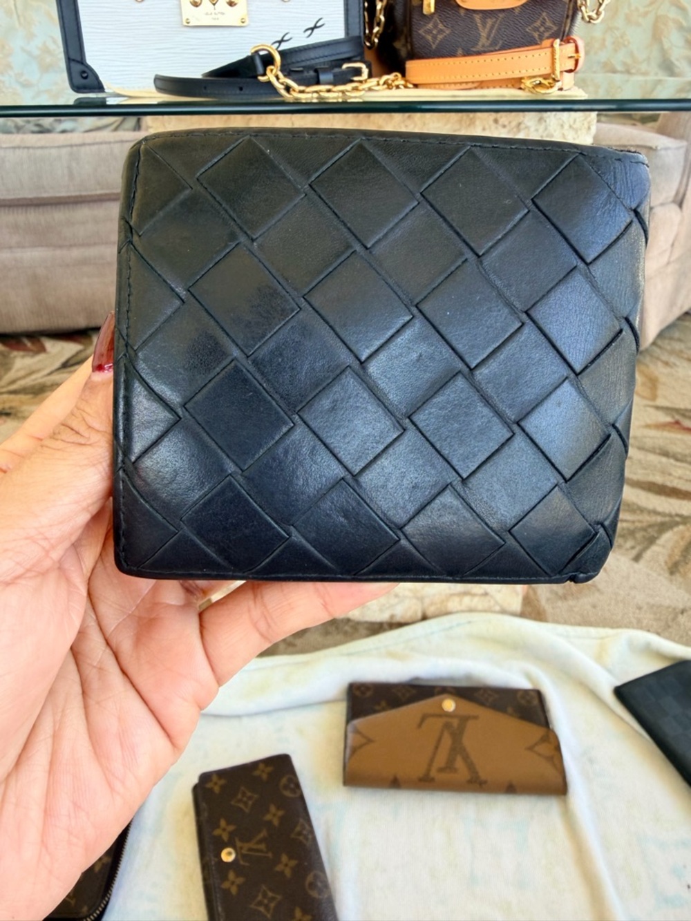 Bottega Bi-fold Black/ Orange Wallet - Picture 2 of 2